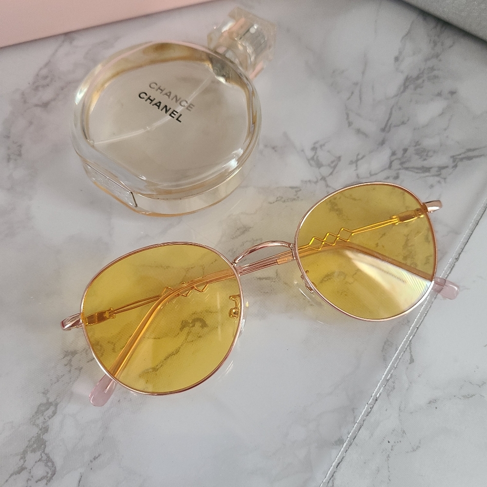 metal frame yellow sunglasses